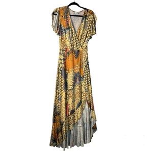 Lascana Asymmetrical Multicolor Animal Print Stretchy Maxi Dress Women’s Size 4